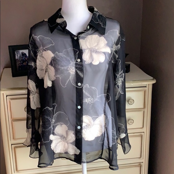 NICOLA Tops - Gorgeous sheer floral blouse